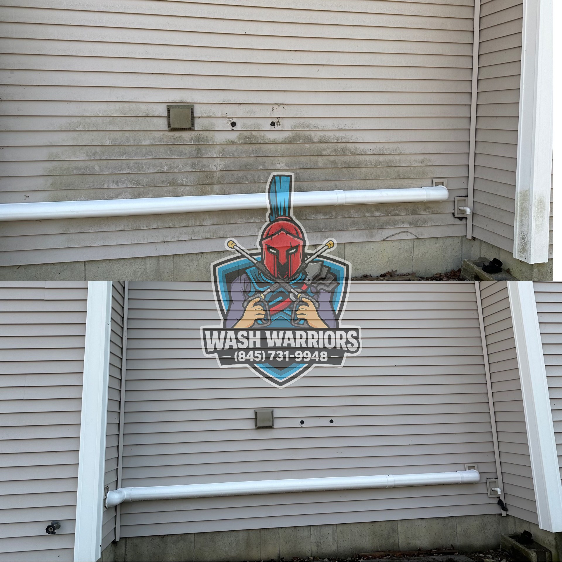 Vinyl siding before and after pressure washing